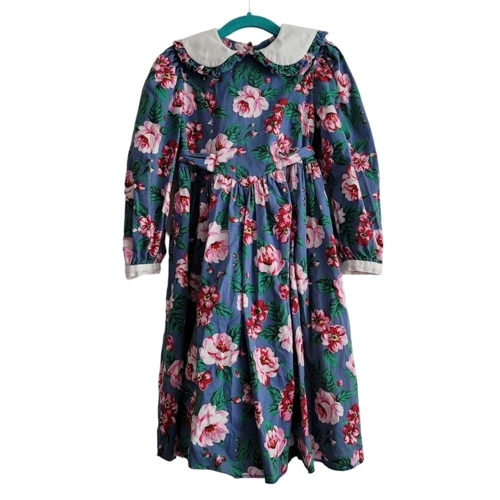 VTG Cary San Francisco Girls 5 Floral Peter Pan Collared‎ Long Sleeve Dress